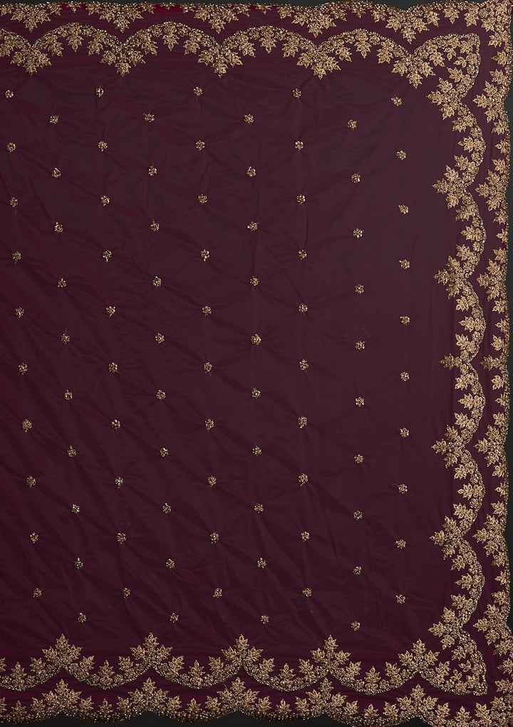 Rani Pink Stonework Raw Silk Designer Semi-Stitched Lehenga - koskii