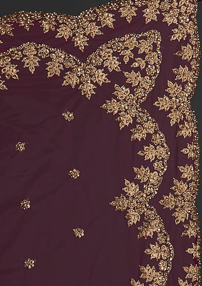Rani Pink Stonework Raw Silk Designer Semi-Stitched Lehenga - koskii