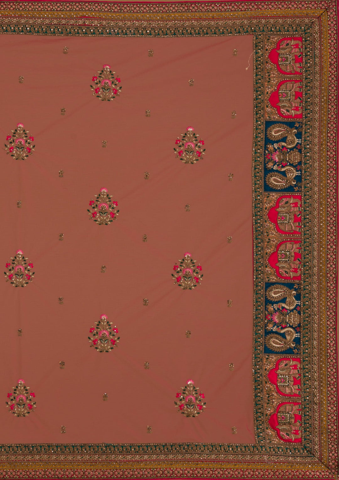 Rani Pink Stonework Raw Silk Designer Lehenga-Koskii