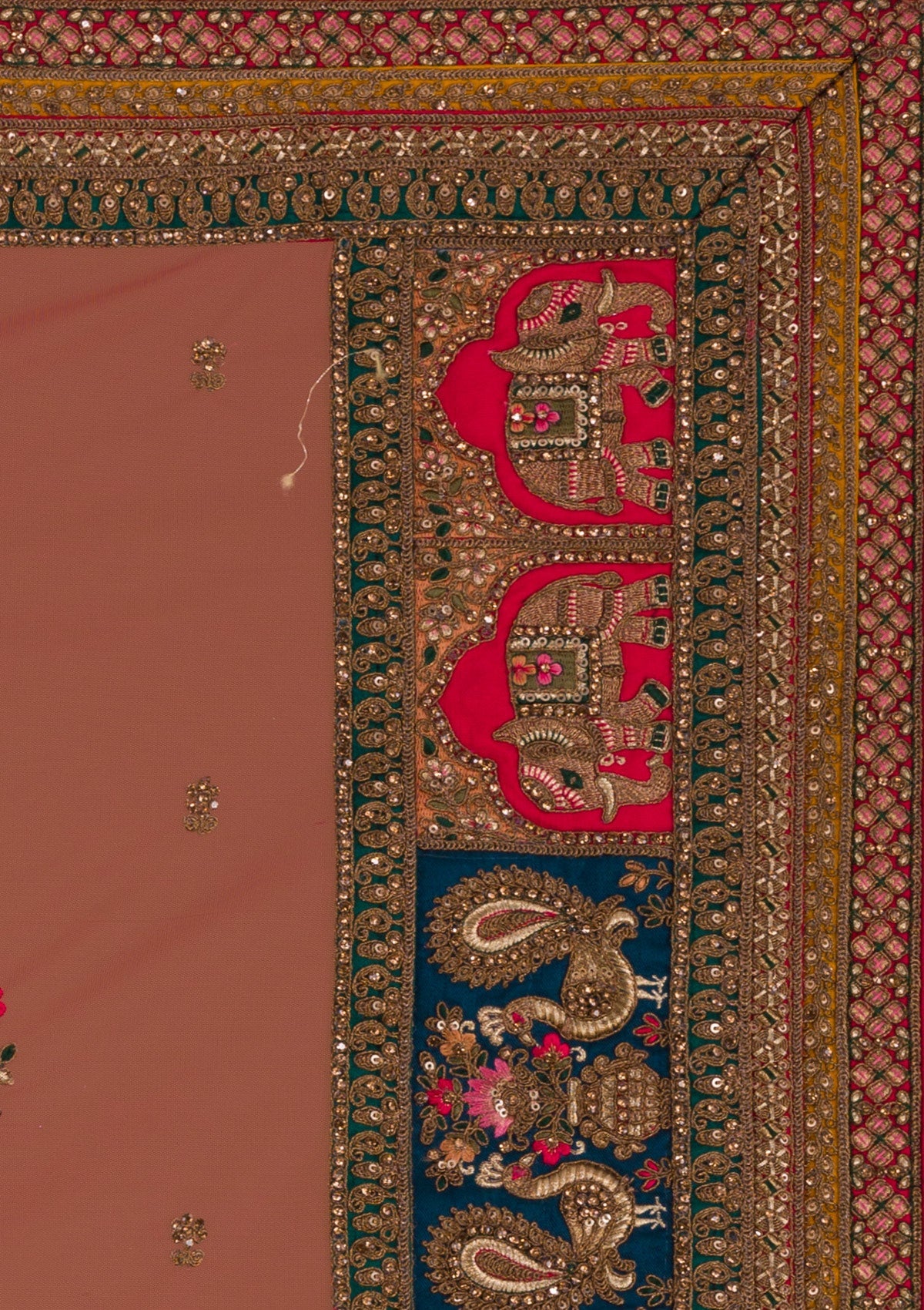 Rani Pink Stonework Raw Silk Designer Lehenga-Koskii