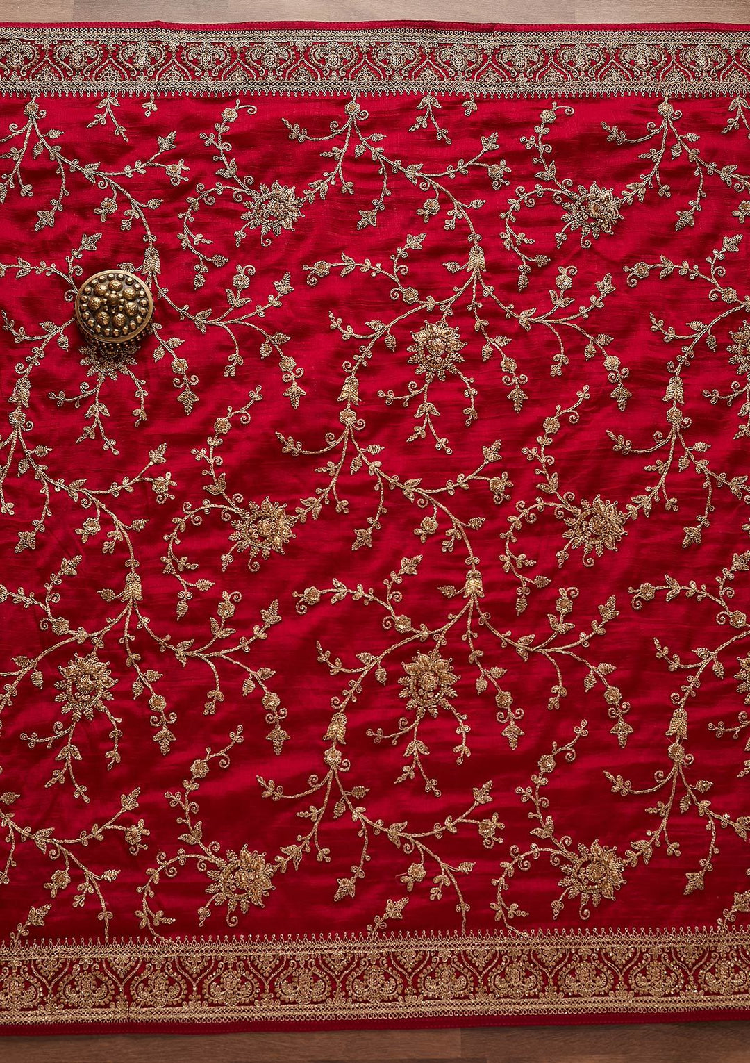 Rani Pink Stonework Raw Silk Designer Unstitched Salwar Suit - Koskii