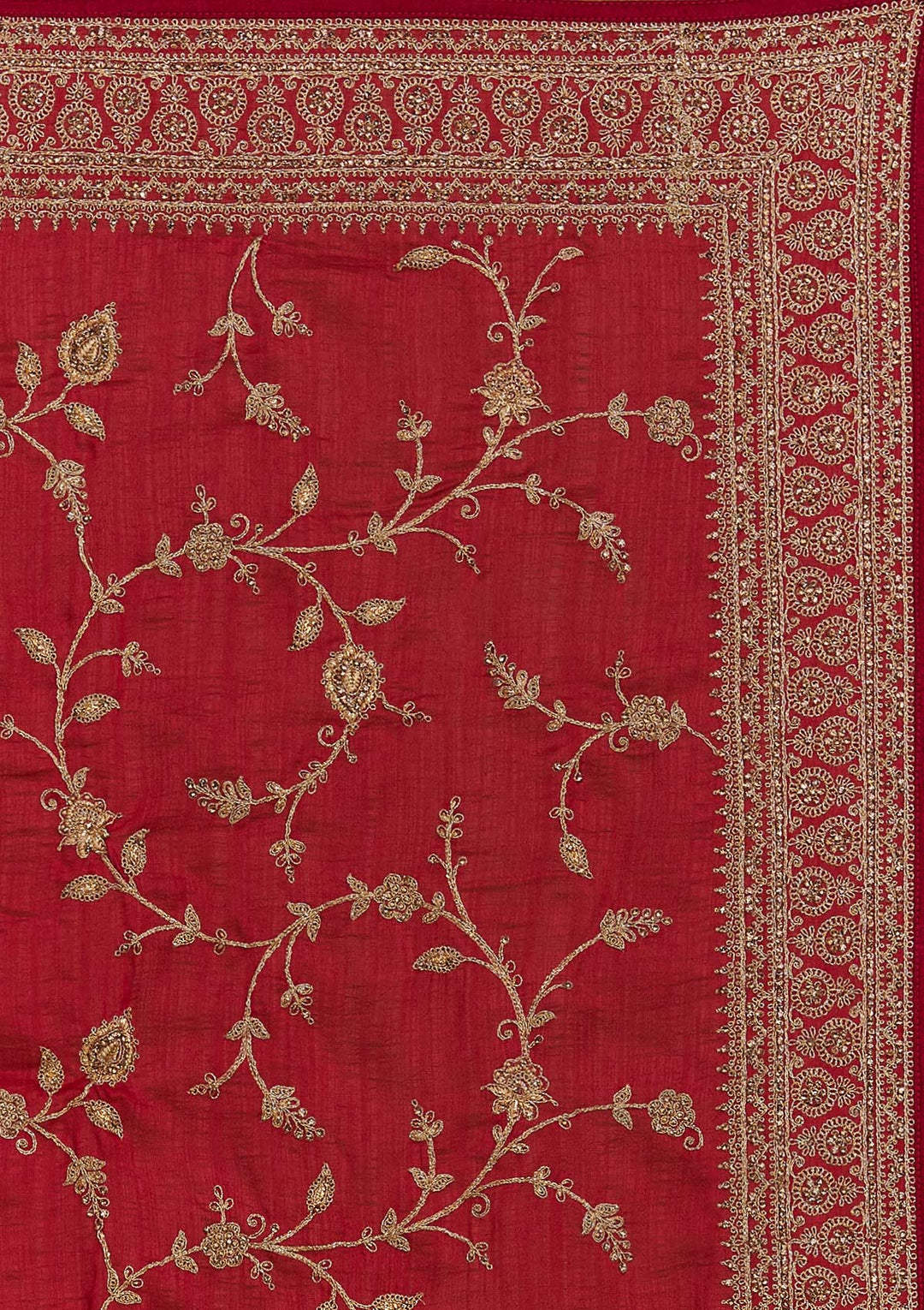 Rani Pink Stonework Raw Silk Designer Saree - Koskii