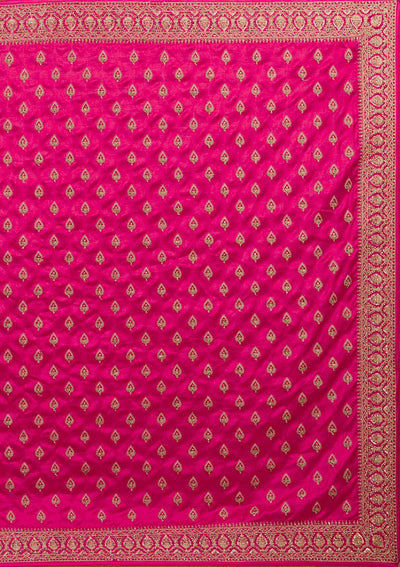 Rani Pink Stonework Semi Crepe Designer Saree - Koskii