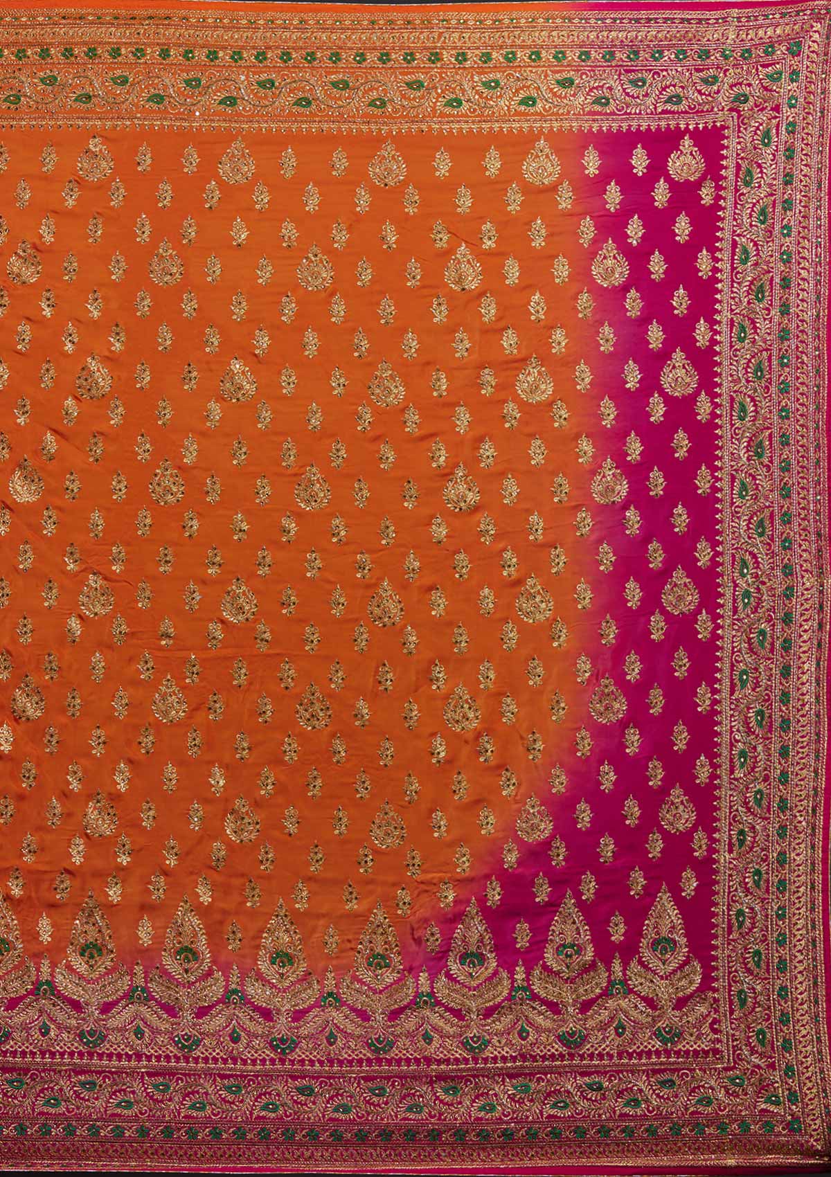 Orange Stonework Semi Crepe Designer Saree - Koskii