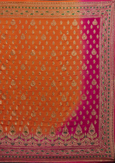 Orange Stonework Semi Crepe Designer Saree - Koskii