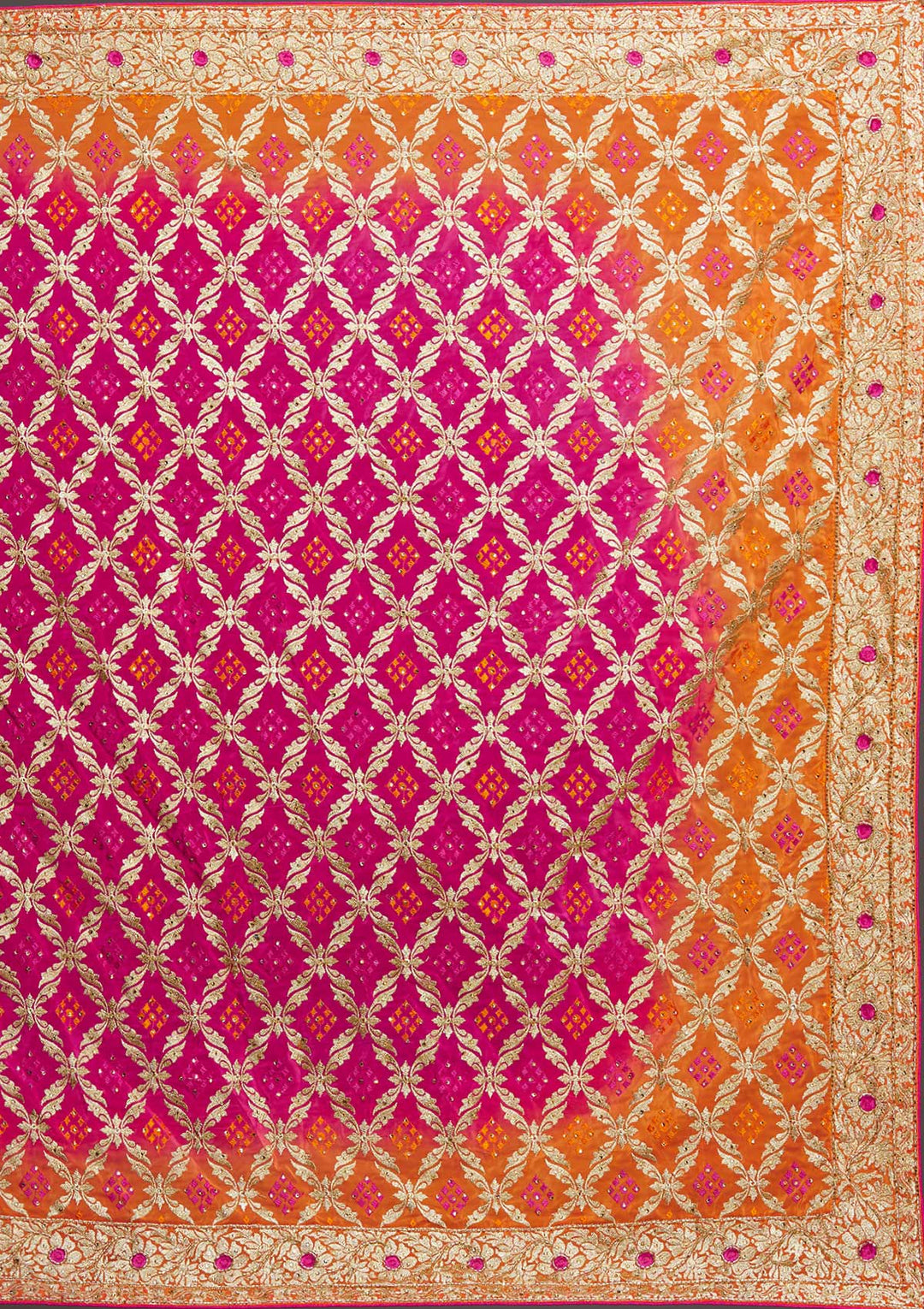 Rani Pink Stonework Semi Crepe Saree - Koskii