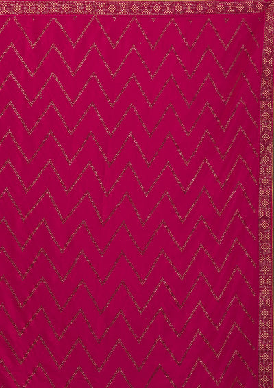 Mauve Printed Semi Crepe Unstitched Saree-Koskii