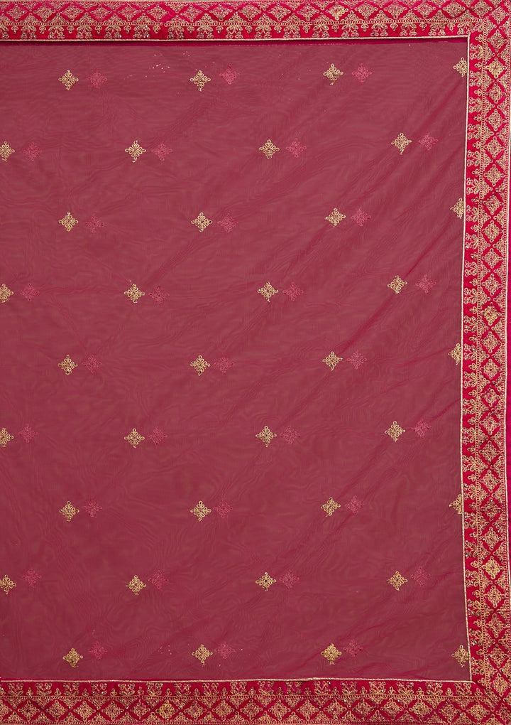 Rani Pink Stonework Velvet Designer Lehenga-Koskii