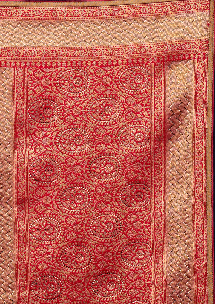 Rani Pink Swarovski Banarasi Designer Saree - Koskii