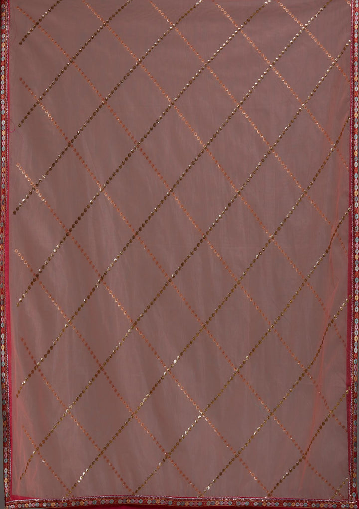 Rani Pink Threadwork Georgette Designer Lehenga-Koskii