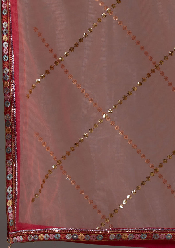 Rani Pink Threadwork Georgette Designer Lehenga-Koskii