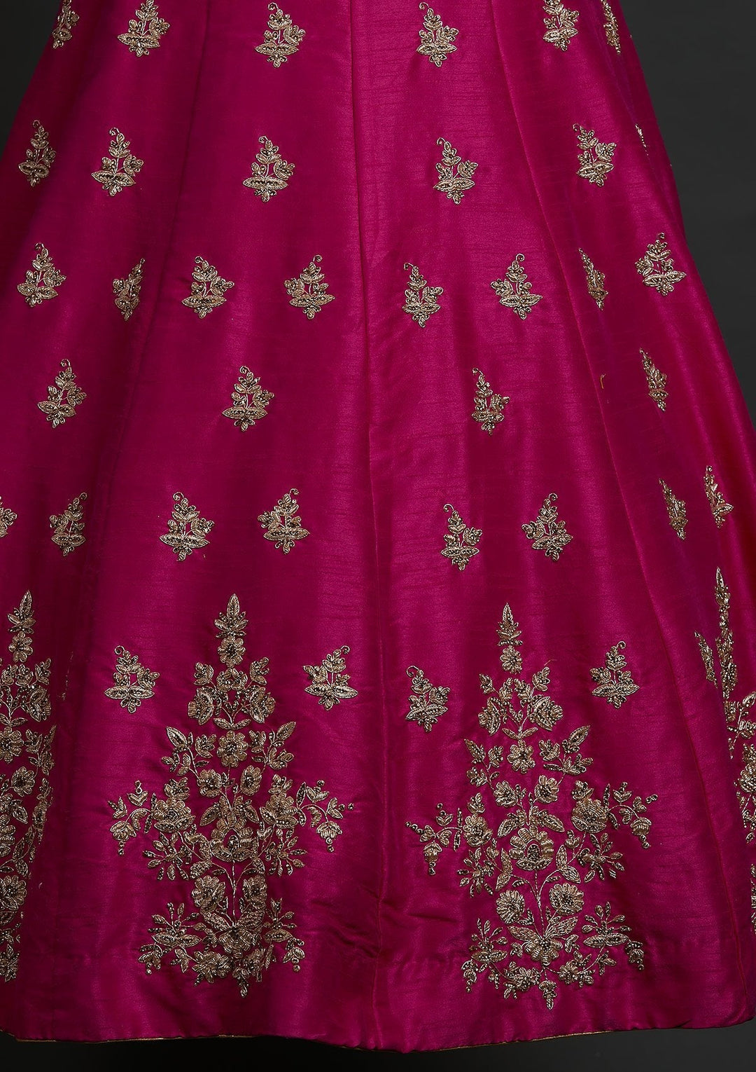 Rani Pink Zardosi Raw Silk Designer Lehenga - koskii
