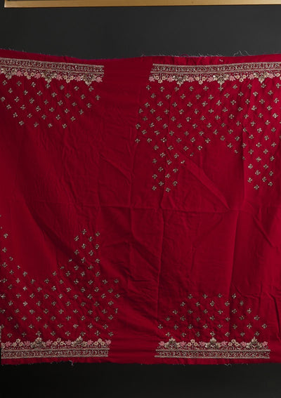 Rani Pink Zardosi Velvet Designer Semi-Stitched Lehenga - koskii