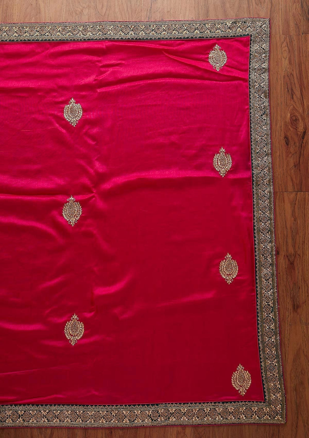 Rani Pink Zariwork Art Silk Designer Saree - koskii