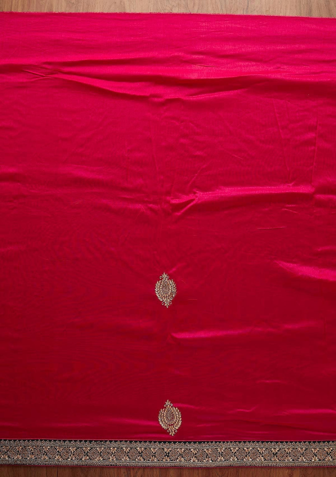 Rani Pink Zariwork Art Silk Designer Saree - koskii
