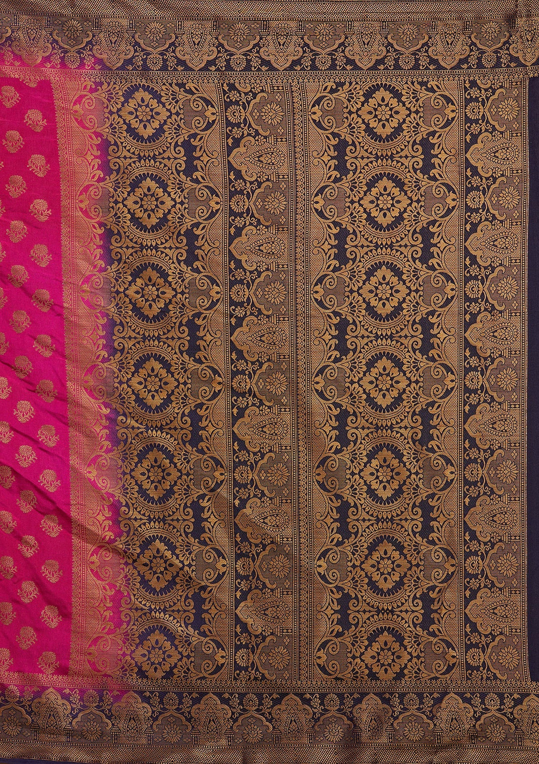 Rani Pink Zariwork Art Silk Saree-Koskii