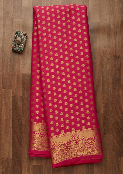 Rani Pink Zariwork Art Silk Saree-Koskii