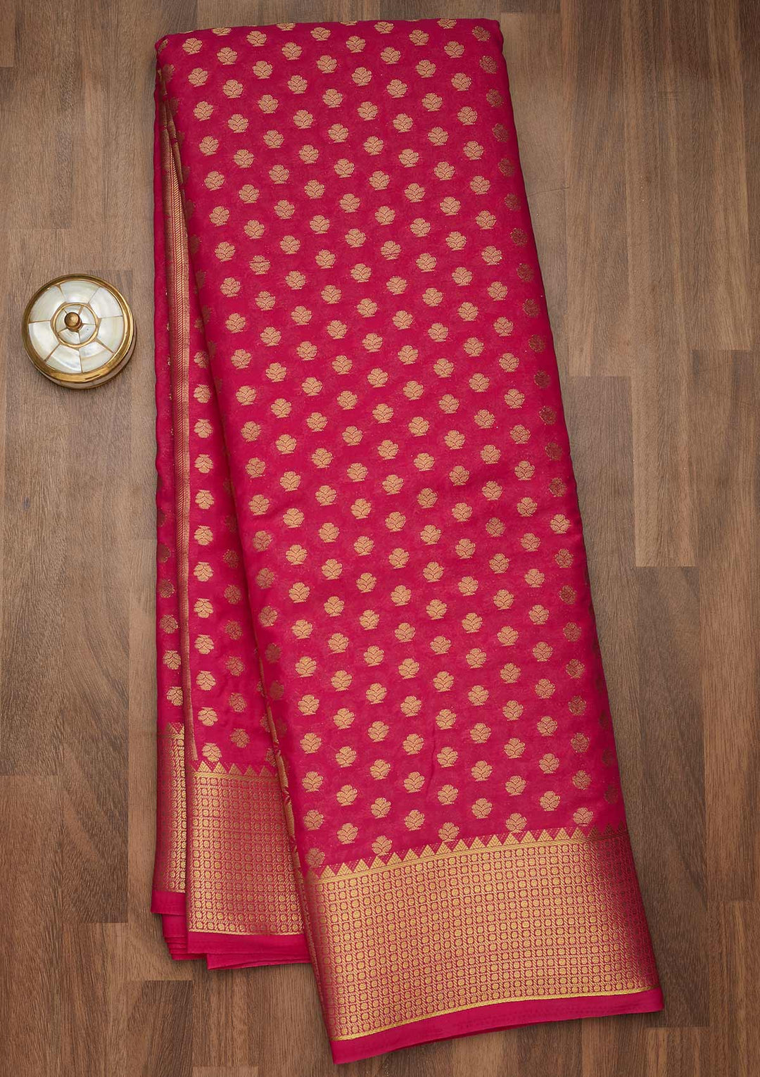 Rani Pink Zariwork Art Silk Saree-Koskii