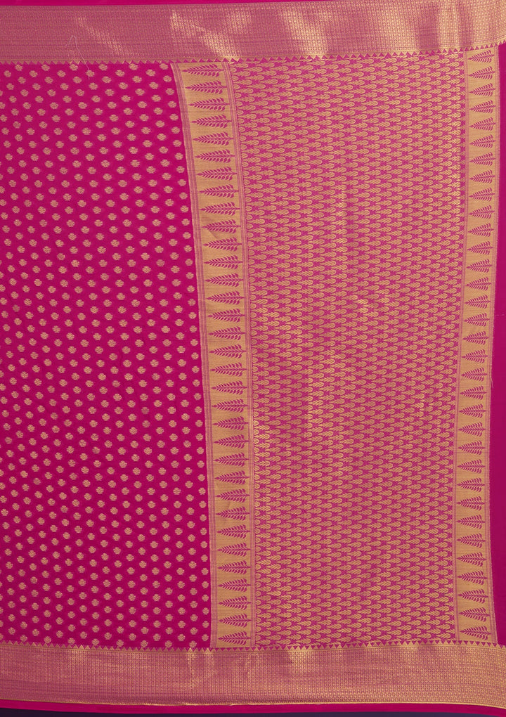 Rani Pink Zariwork Art Silk Saree-Koskii