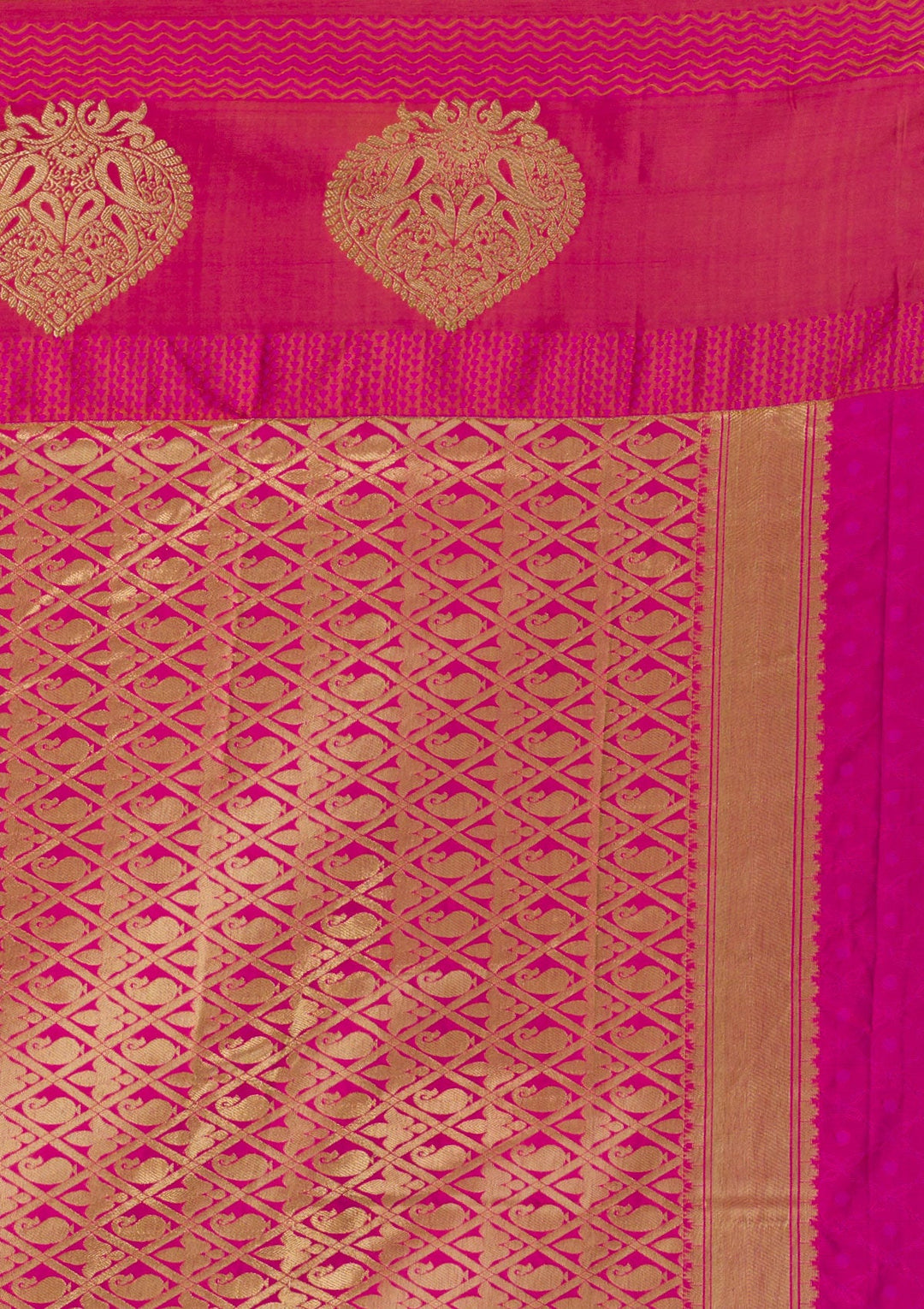 Rani Pink Zariwork Art Silk Saree-Koskii