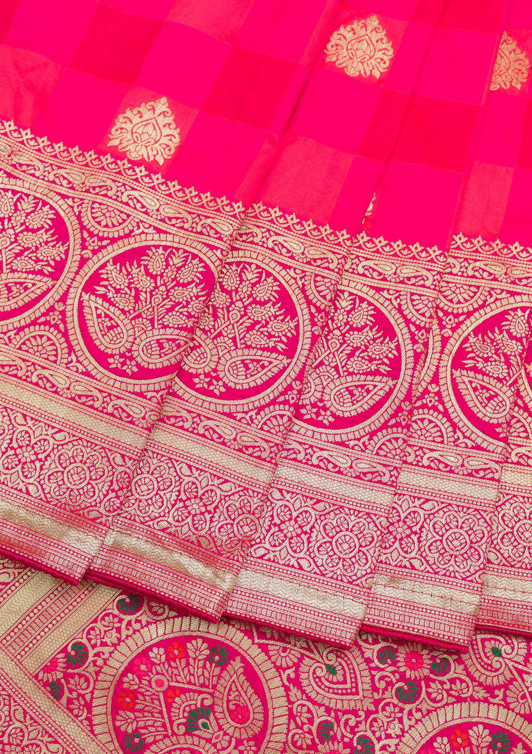 Rani Pink Zariwork Art Silk Saree-Koskii