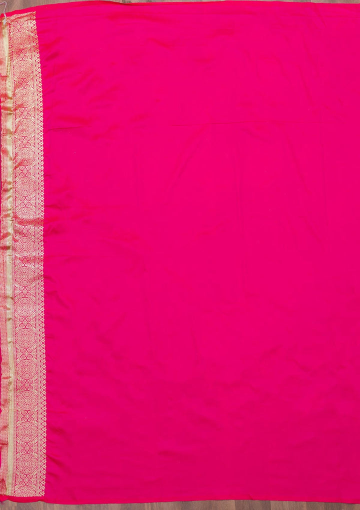 Rani Pink Zariwork Art Silk Saree-Koskii