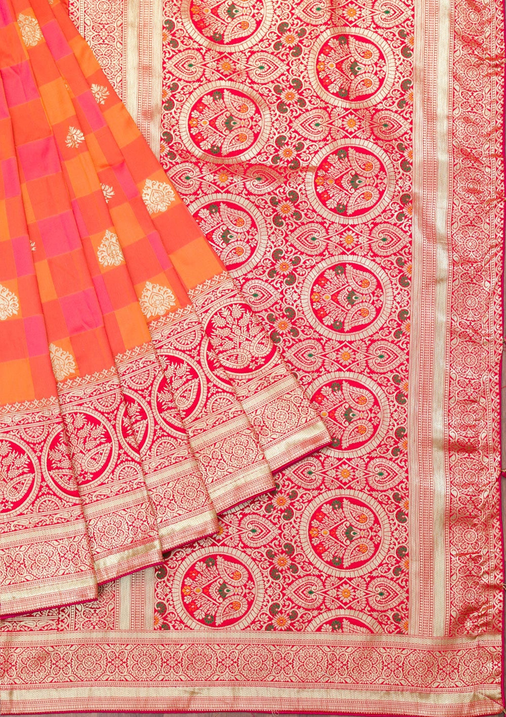 Rani Pink Zariwork Art Silk Saree-Koskii