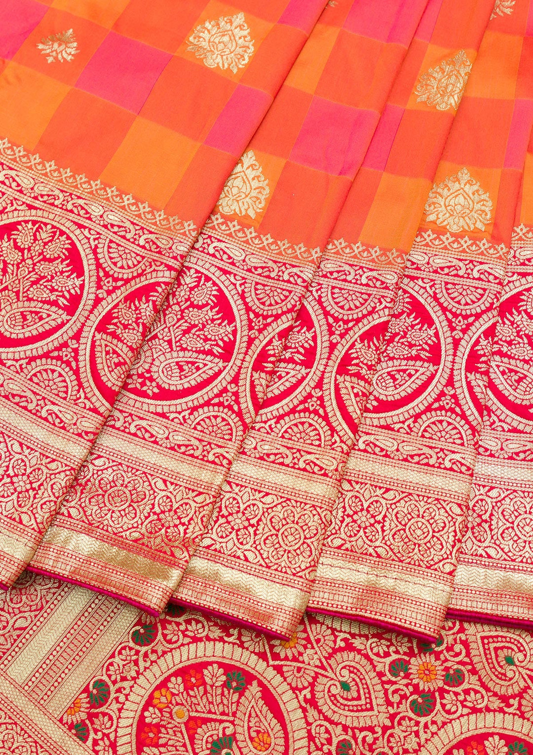 Rani Pink Zariwork Art Silk Saree-Koskii