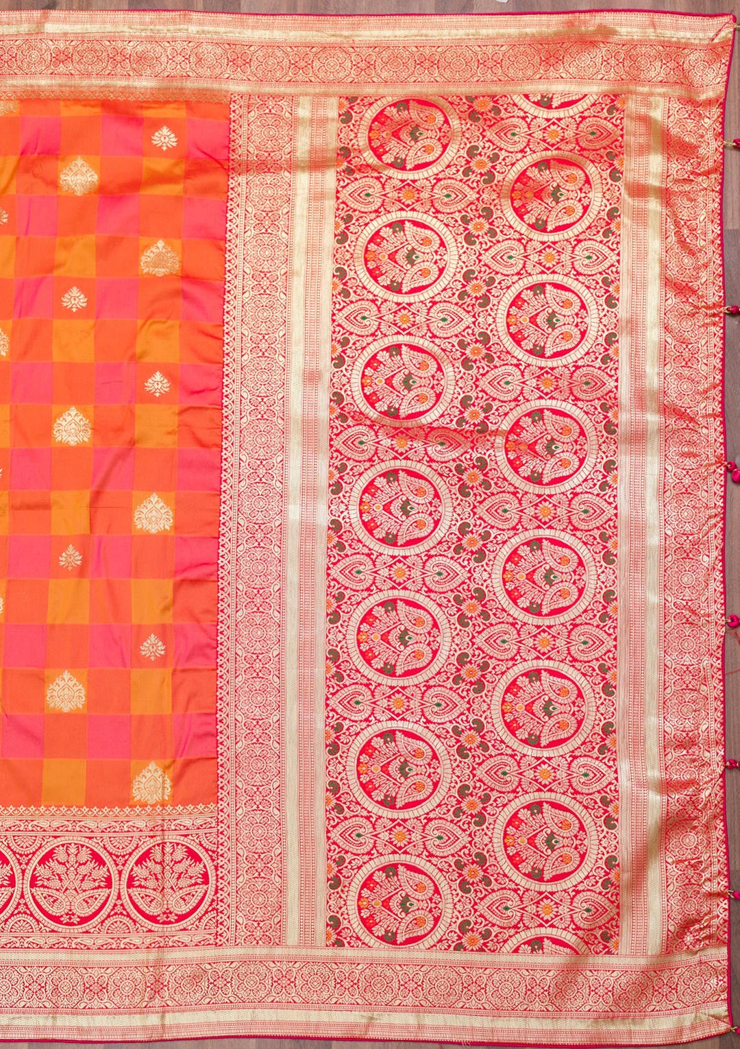 Rani Pink Zariwork Art Silk Saree-Koskii