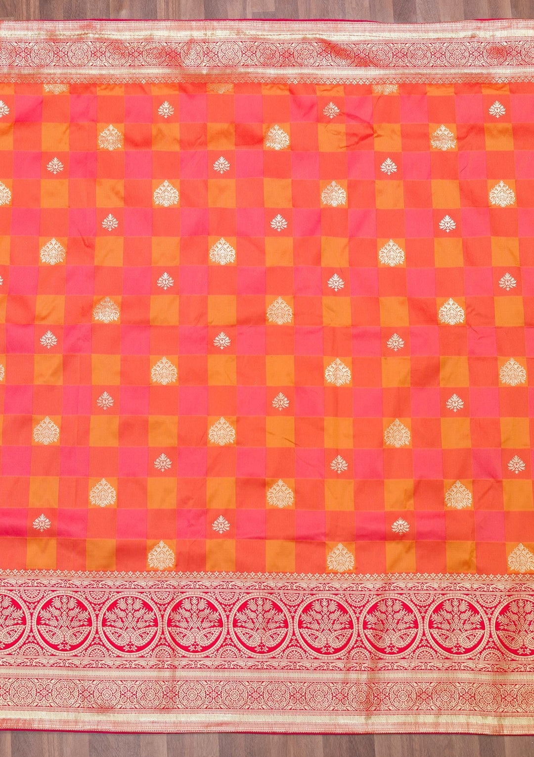 Rani Pink Zariwork Art Silk Saree-Koskii