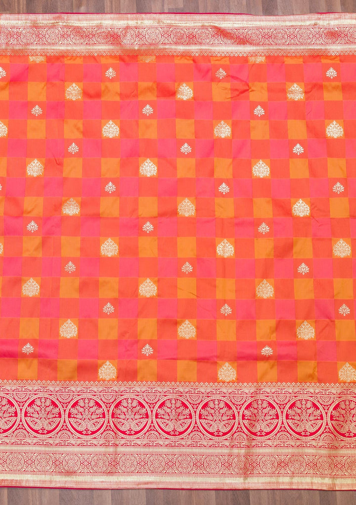 Rani Pink Zariwork Art Silk Saree-Koskii