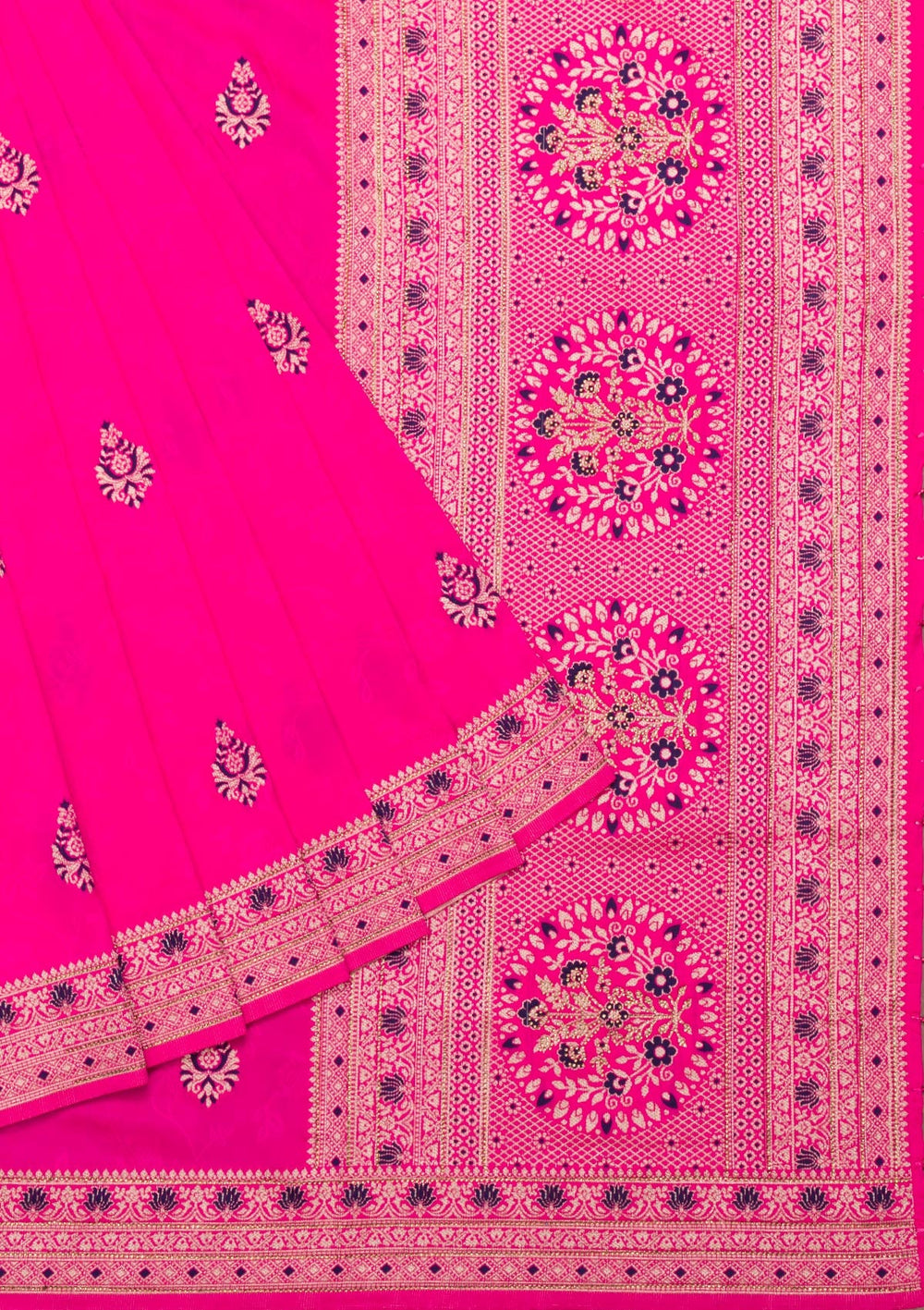 Rani Pink Zariwork Art Silk Saree-Koskii