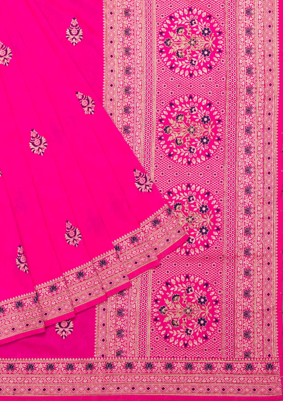 Rani Pink Zariwork Art Silk Saree-Koskii