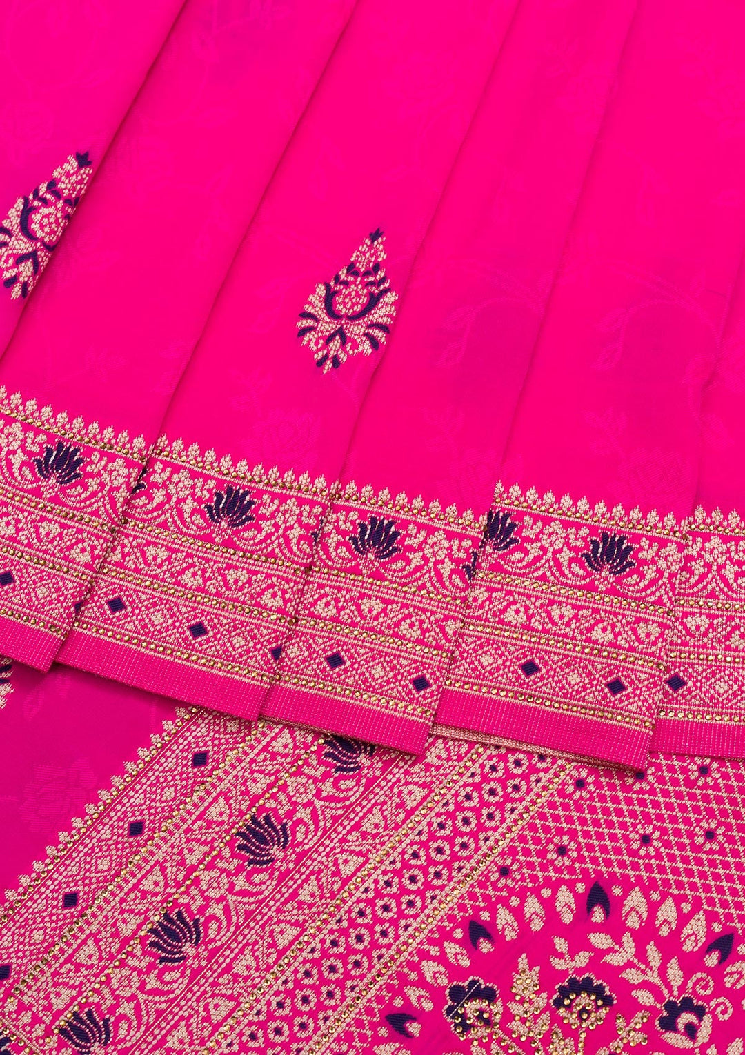 Rani Pink Zariwork Art Silk Saree-Koskii