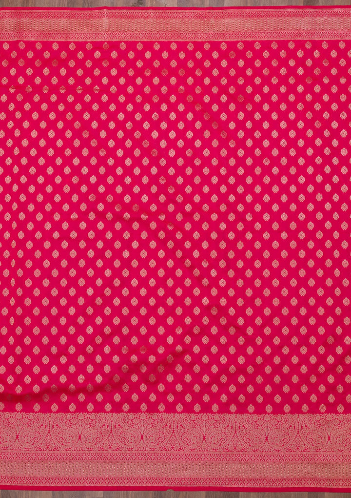 Rani Pink Zariwork Art Silk Saree-Koskii