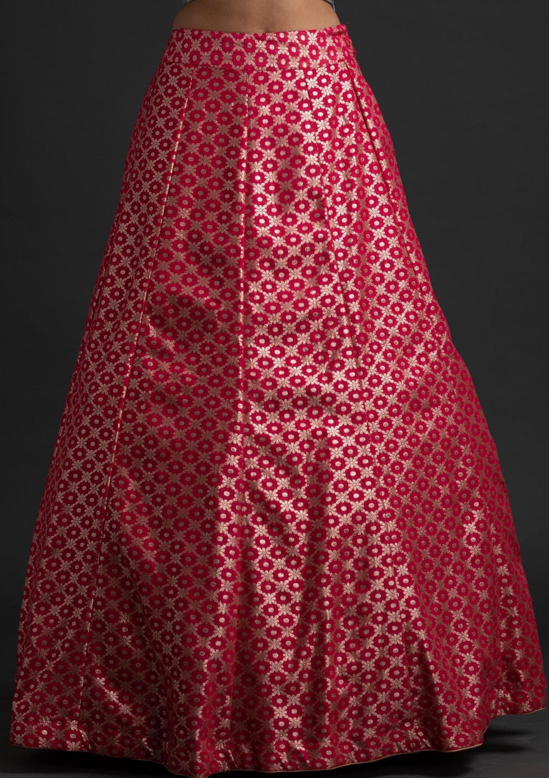 Rani Pink Zariwork Banarasi Designer Skirt - koskii