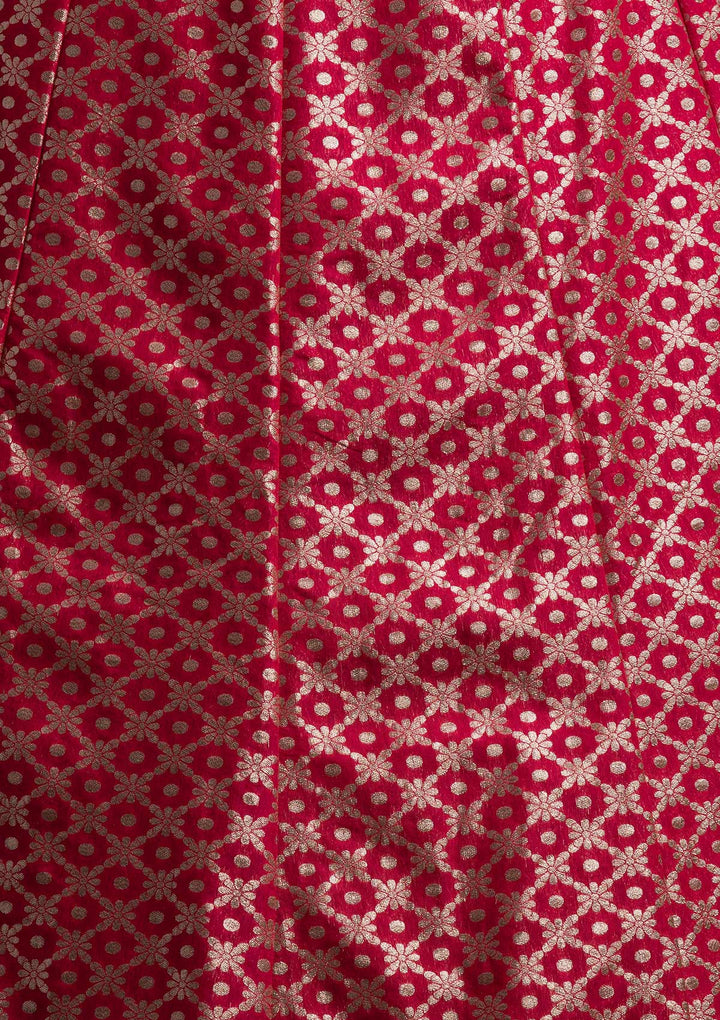 Rani Pink Zariwork Banarasi Designer Skirt - koskii