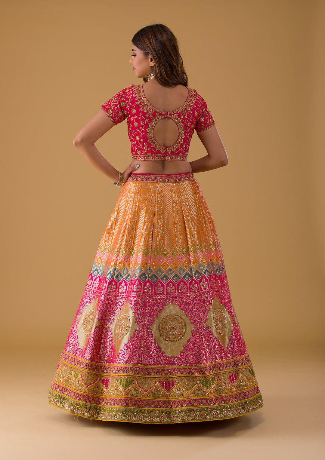 Rani Pink Zariwork Banarasi Lehenga-Koskii