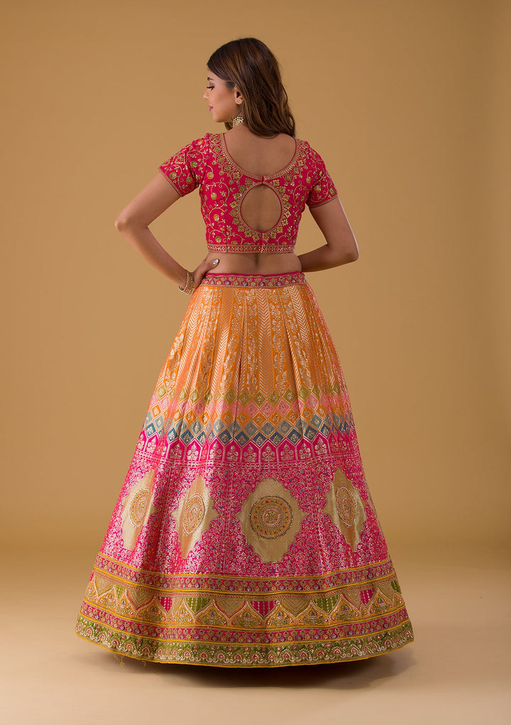 Rani Pink Zariwork Banarasi Lehenga-Koskii