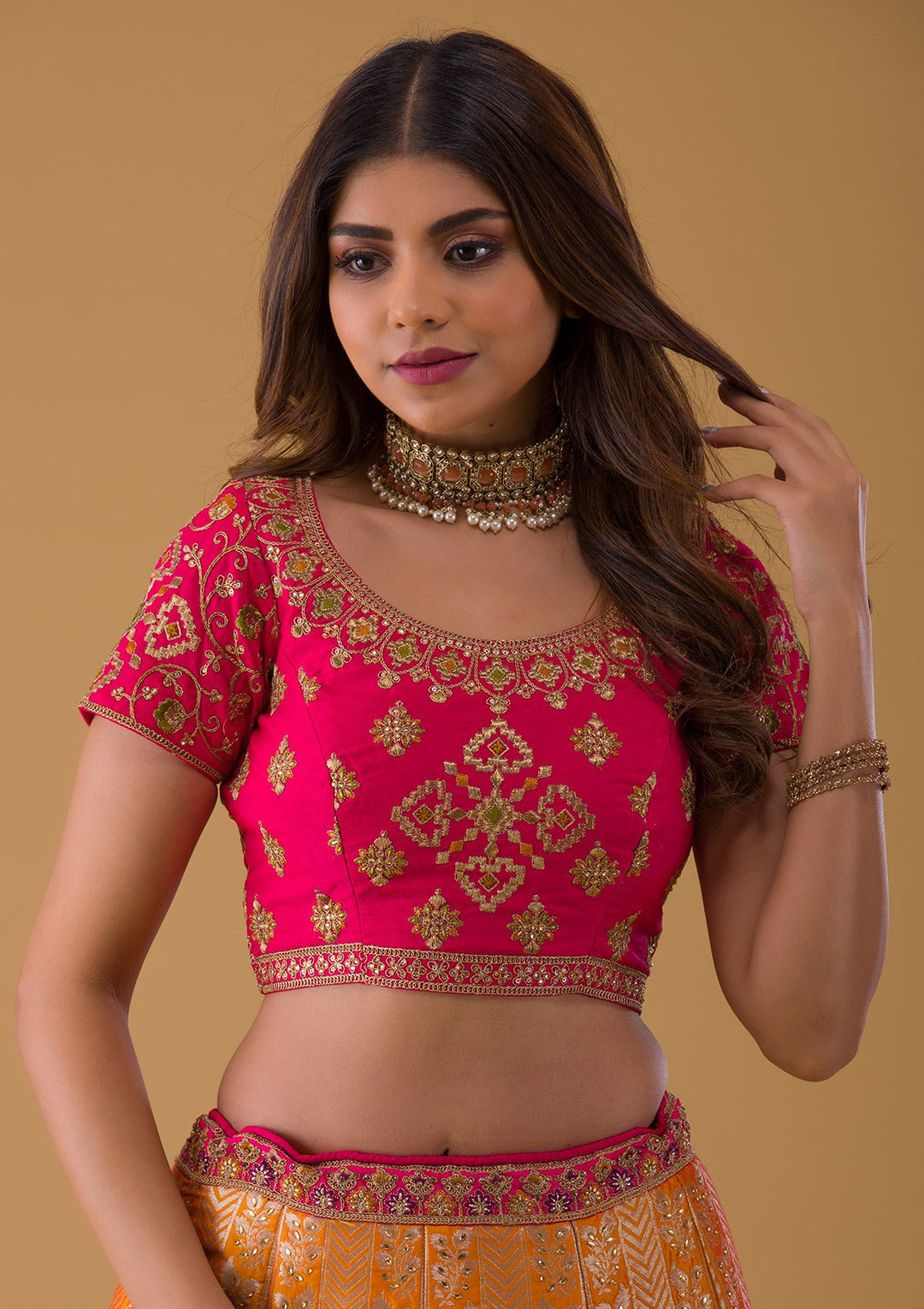 Rani Pink Zariwork Banarasi Lehenga-Koskii