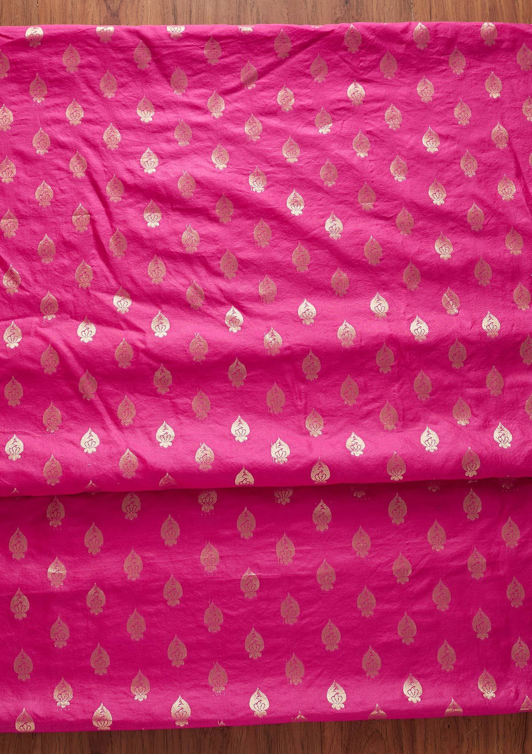Rani Pink Zariwork Banarasi Designer Unstitched Salwar Suit - koskii