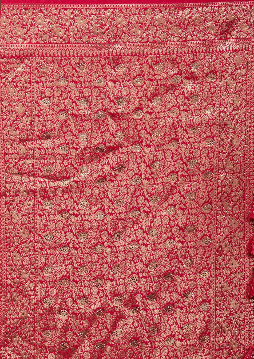 Rani Pink Zariwork Banarasi Saree-Koskii