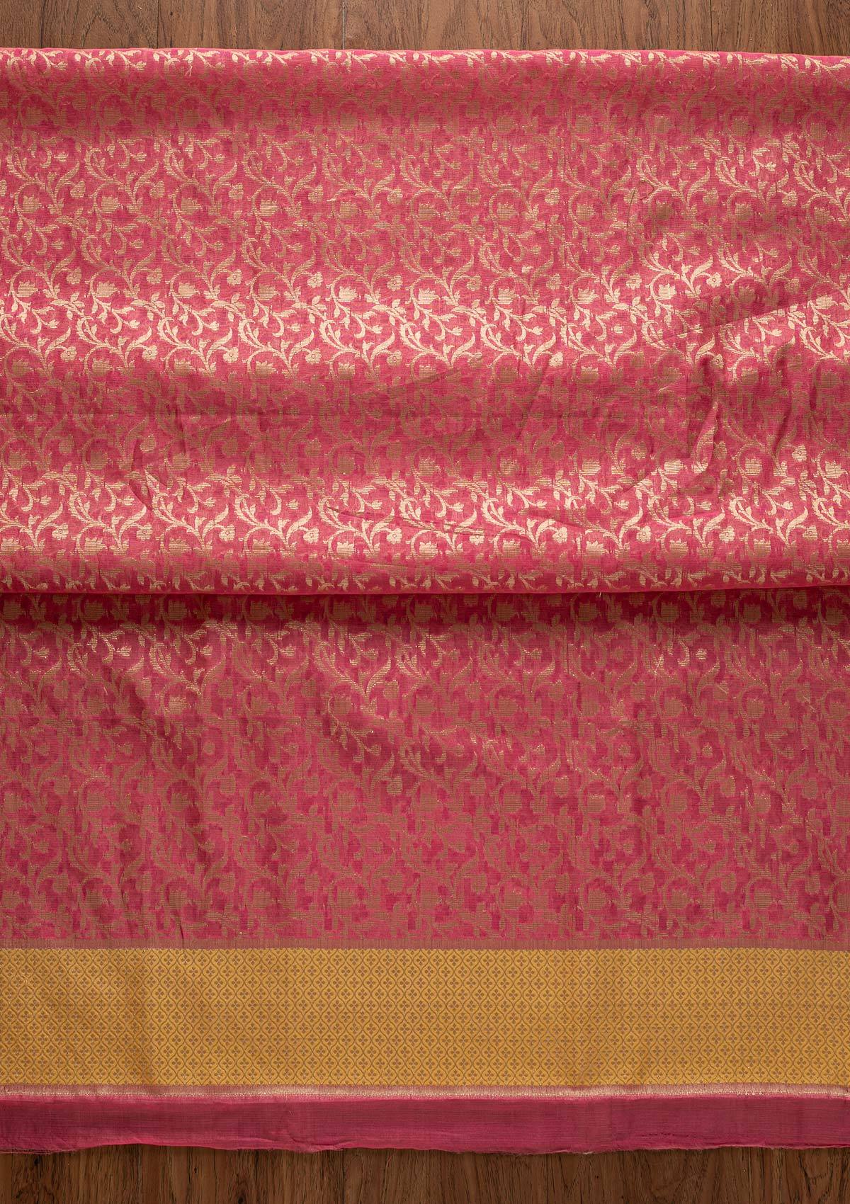 Rani Pink Zariwork Brocade Designer Unstitched Salwar Suit - Koskii