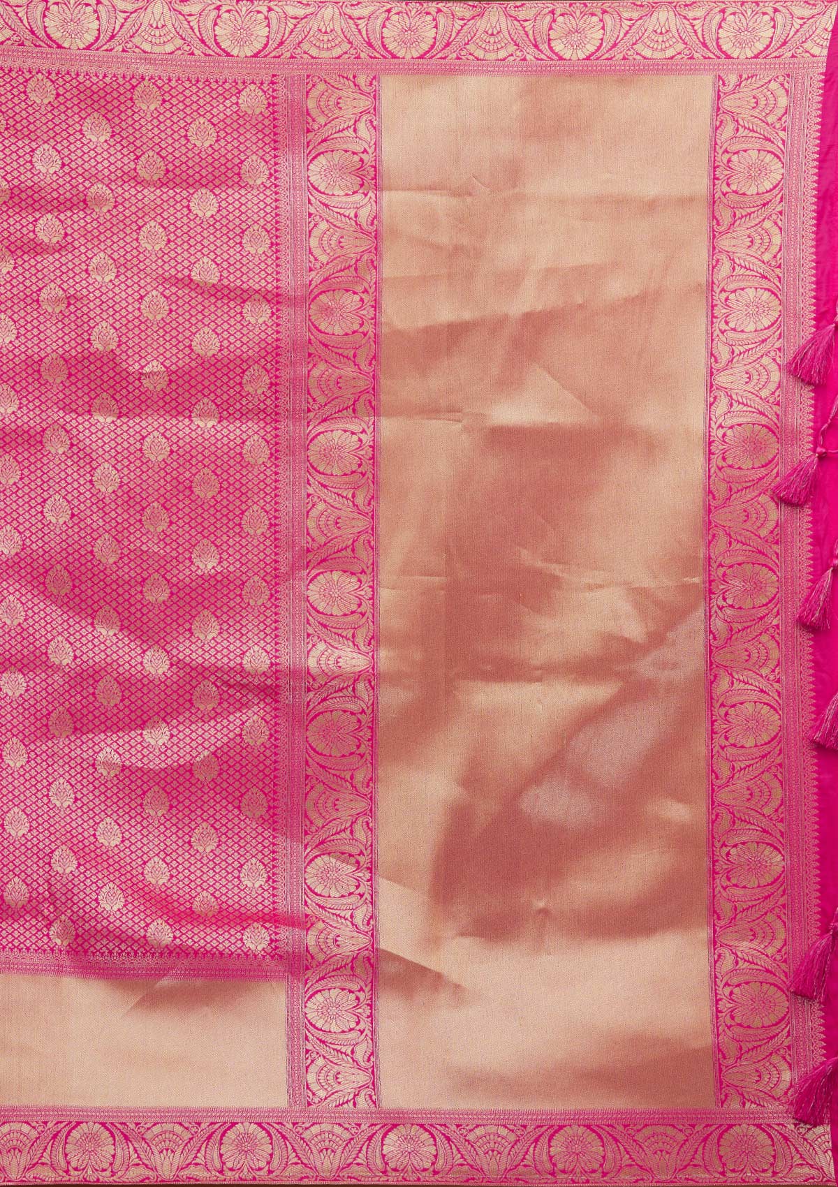 Rani Pink Zariwork Brocade Designer Saree - Koskii
