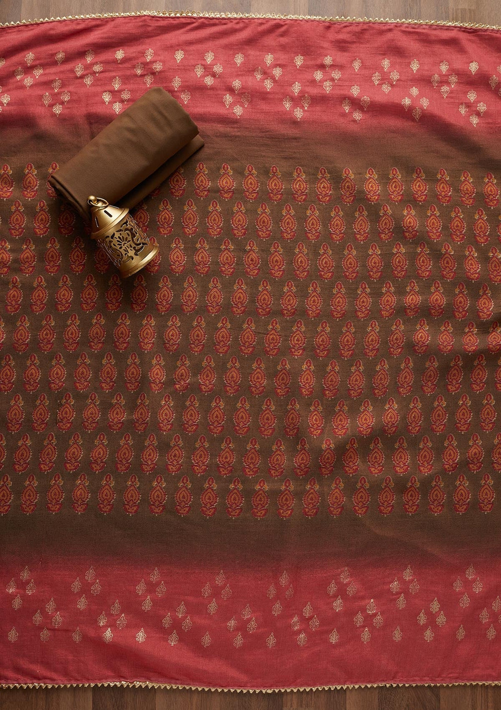 Rani Pink Zariwork Cotton  Semi-Stitched Salwar Suit - Koskii