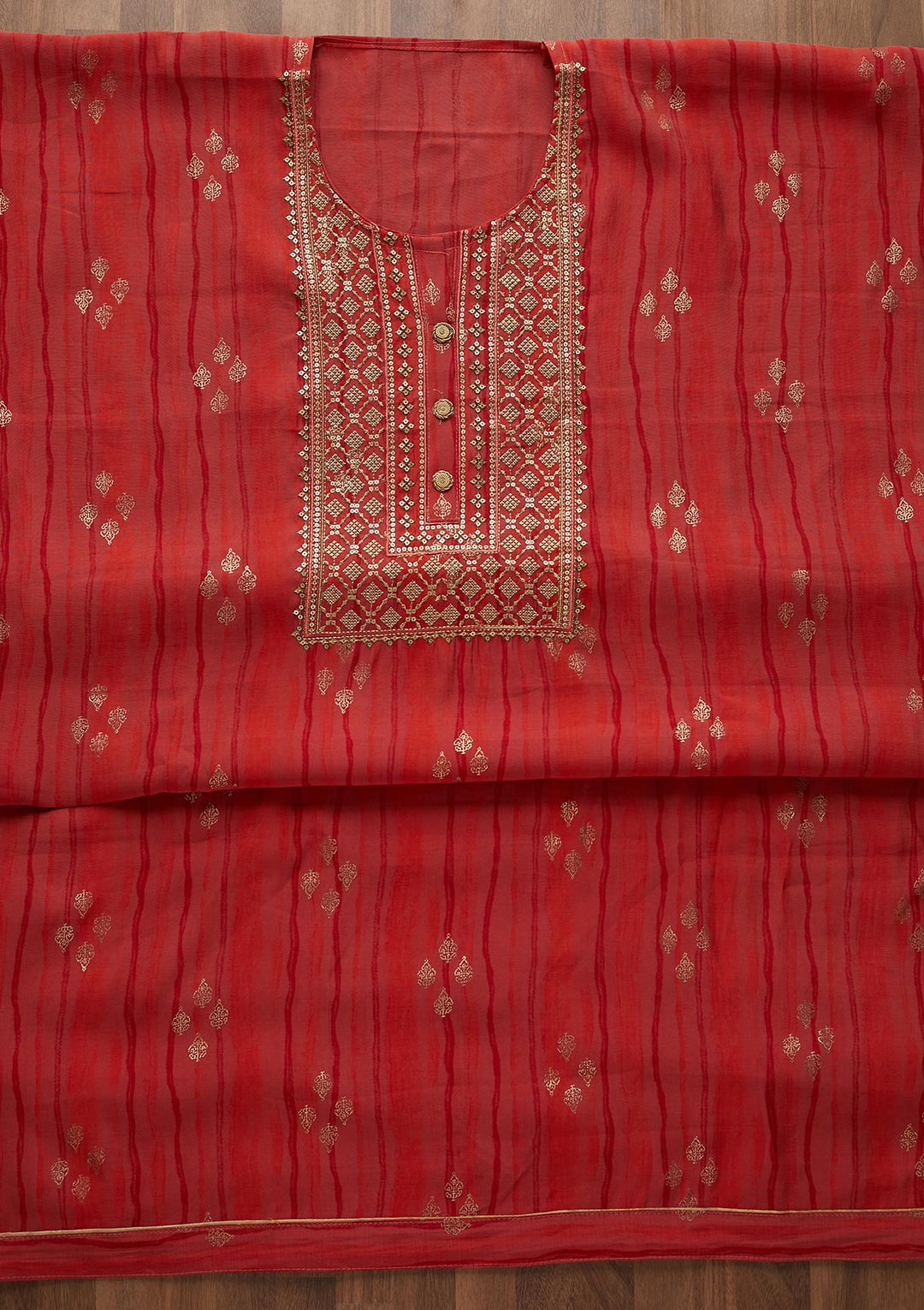 Rani Pink Zariwork Cotton  Semi-Stitched Salwar Suit - Koskii