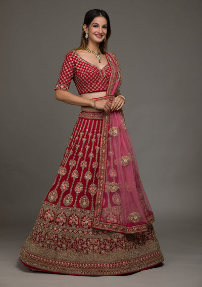 Rani Pink Zariwork Georgette Lehenga-koskii