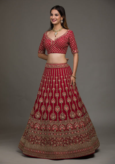 Rani Pink Zariwork Georgette Lehenga-koskii