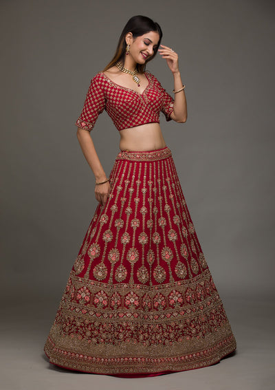 Rani Pink Zariwork Georgette Lehenga-koskii