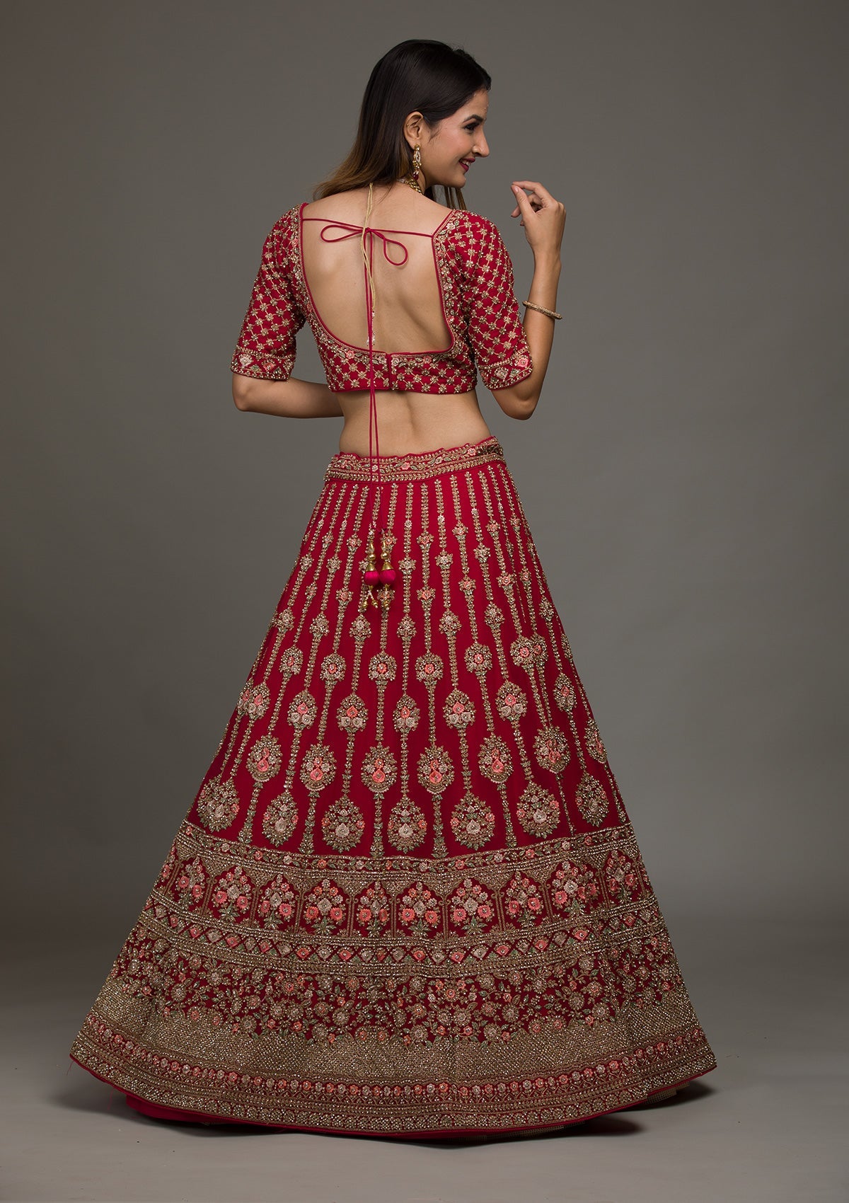 Rani Pink Zariwork Georgette Lehenga-koskii